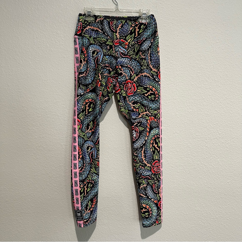 Wattie Ink Snake Skull Rose Live Full Die Empty Leggings Running Triathlon